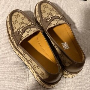 Gucci Beige and Brown Women’s Platform Loafers